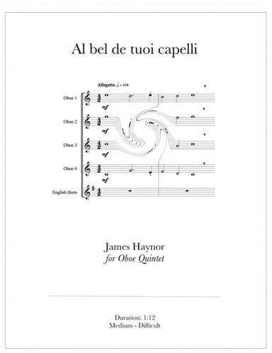 Al bel de tuoi capelli for Oboe Quintet (arr. James Haynor)