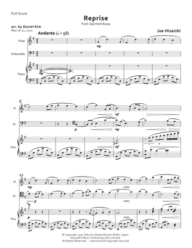 Reprise (arr. Daniel Kim)