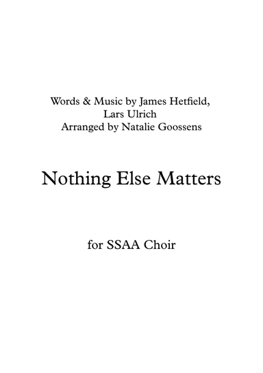Nothing Else Matters (arr. Natalie Goossens)