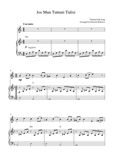 Jos Mun Tuttuni Tulisi (horn solo and piano accompaniment with chords) (arr. Kaiserin Rebecca)