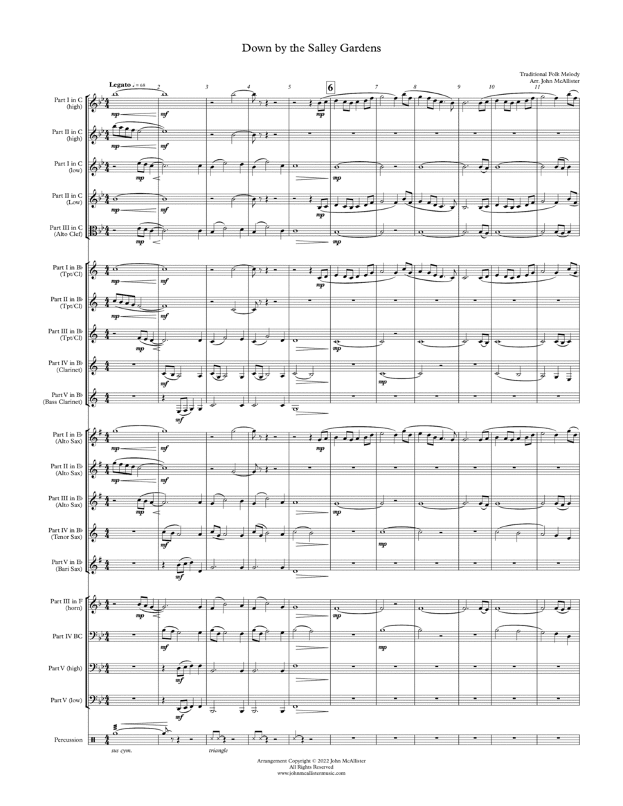 Down by the Salley Gardens - for adaptable quintet (arr. John McAllister)