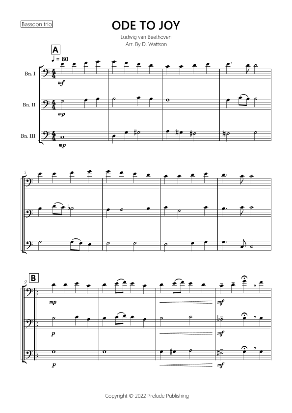 Ode To Joy (arr. D. Wattson)