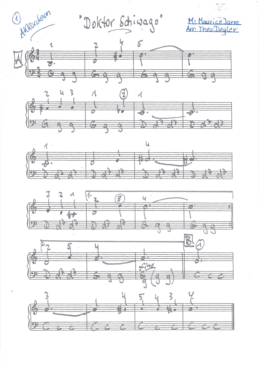 Dr Zhivago (theme) (arr. Theo Degler)