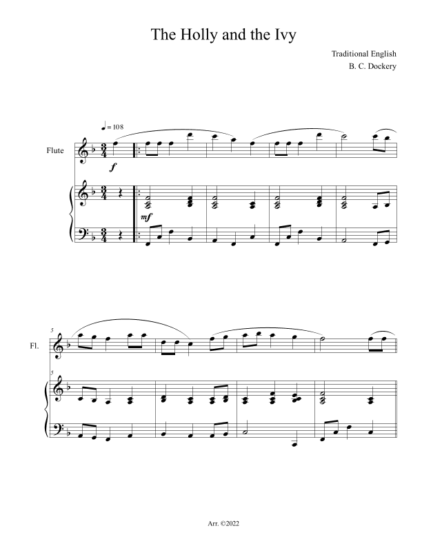 The Holly and the Ivy (Flute Solo with Piano Accompaniment) (arr. B. C. Dockery)