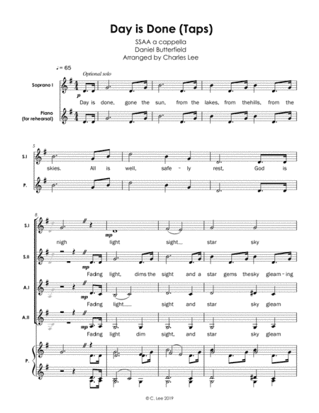 Day is Done (Taps) - SSAA a cappella (arr. Charles Lee)
