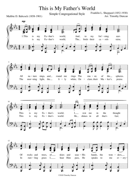 This is My Father's World (arr. Timothy Duncan)