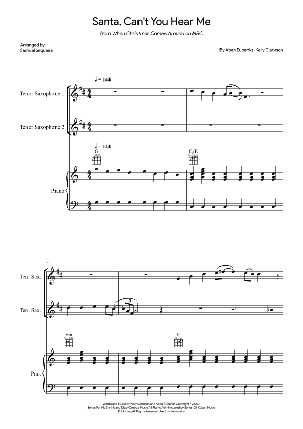 Santa Can't You Hear Me (arr. Samuel Sequeira)