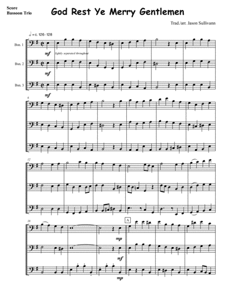 God Rest Ye Merry Gentlemen - Bassoon Trio (arr. Jason Sullivann)