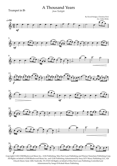 A Thousand Years (arr. Fabio Britto)