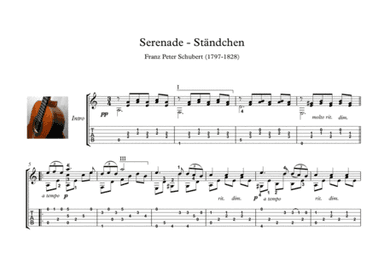 Serenade ständchen Schubert classical guitar solo (arr. PianoSheetNow)