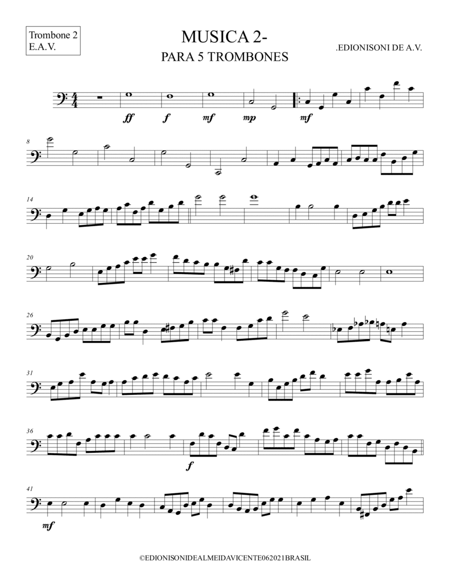 MUSICA 2 - PARA 5 TROMBONES-Trombone 2