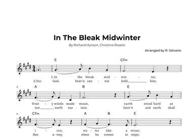 In The Bleak Midwinter (Key of E Major) (arr. R. Salvario)