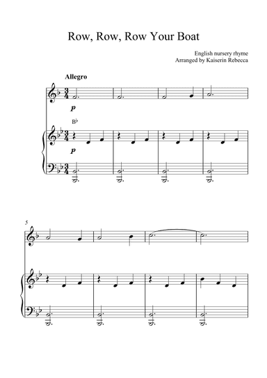 Row, Row, Row Your Boat (arr. Kaiserin Rebecca)