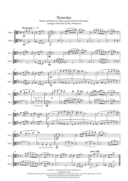 Yesterday (arr. Ray Thompson)
