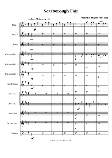 Scarborough Fair: for mixed woodwind ensemble (arr. Meri Dolevski)