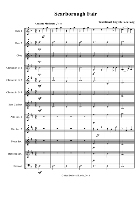 Scarborough Fair: for mixed woodwind ensemble (arr. Meri Dolevski)