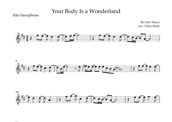 Your Body Is A Wonderland (arr. Fabio Britto)