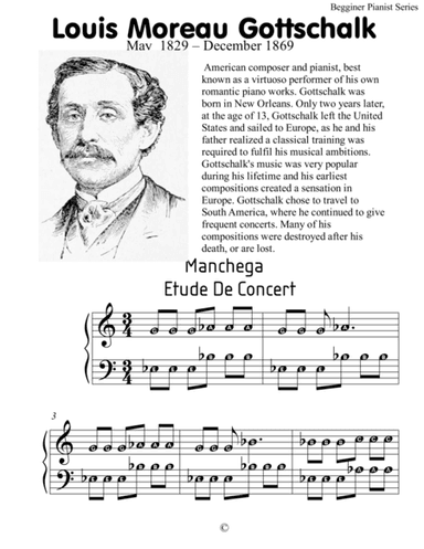Louis Moreau Gottschalk Begginer Pianist series (arr. Nicholo Dela Pena)