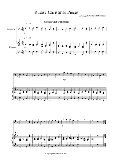 8 Easy Christmas Pieces for Bassoon And Piano (arr. David Burndrett)