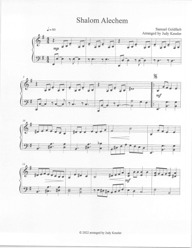 Shalom Alechem (arr. Judy Kessler)