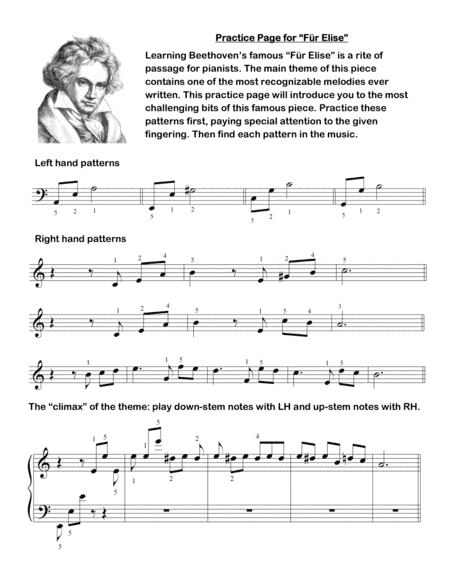 Fur Elise (Main Theme) - early intermediate piano with practice tips (arr. Chrissy Ricker)