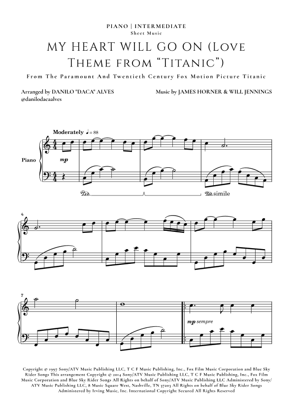 My Heart Will Go On (love Theme From 'titanic') (arr. Danilo "Daca" Alves)