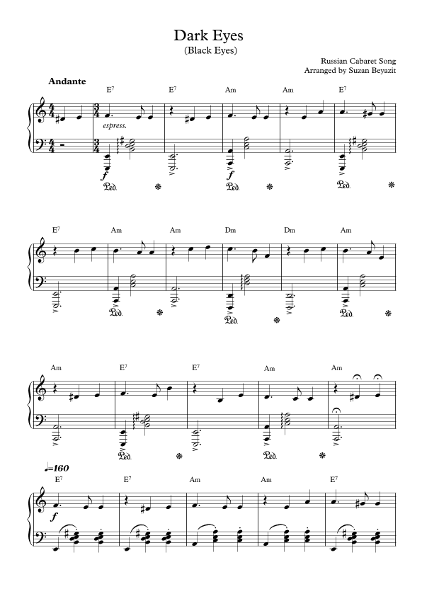 Dark Eyes (Black Eyes) (arr. Suzan Beyazit)