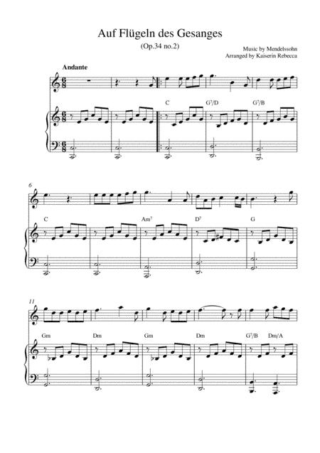 Auf Flügeln des Gesanges (On Wings of Song, Op.34 no.2) (arr. Kaiserin Rebecca)