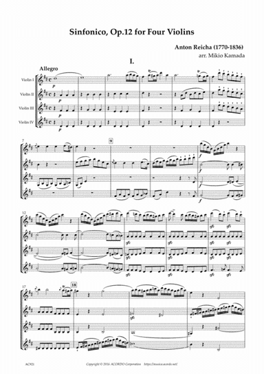 Sinfonico, Op.12 for Four Violins (arr. Mikio Kamada)