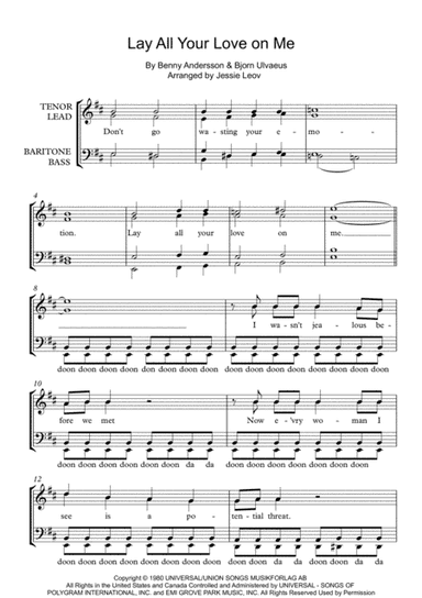 Lay All Your Love On Me (arr. Jessie Leov)