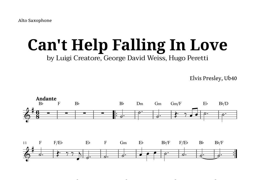 Can't Help Falling In Love (arr. Langanho)