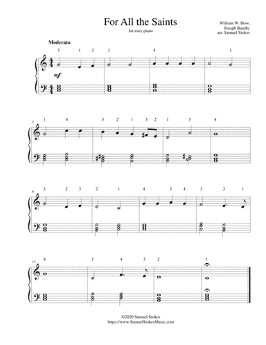 For All the Saints - for easy piano (arr. Samuel Stokes)