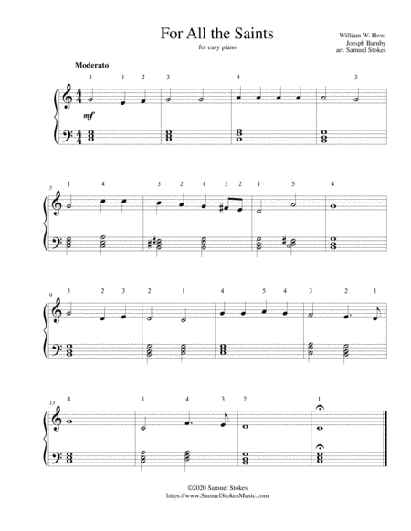 For All the Saints - for easy piano (arr. Samuel Stokes)