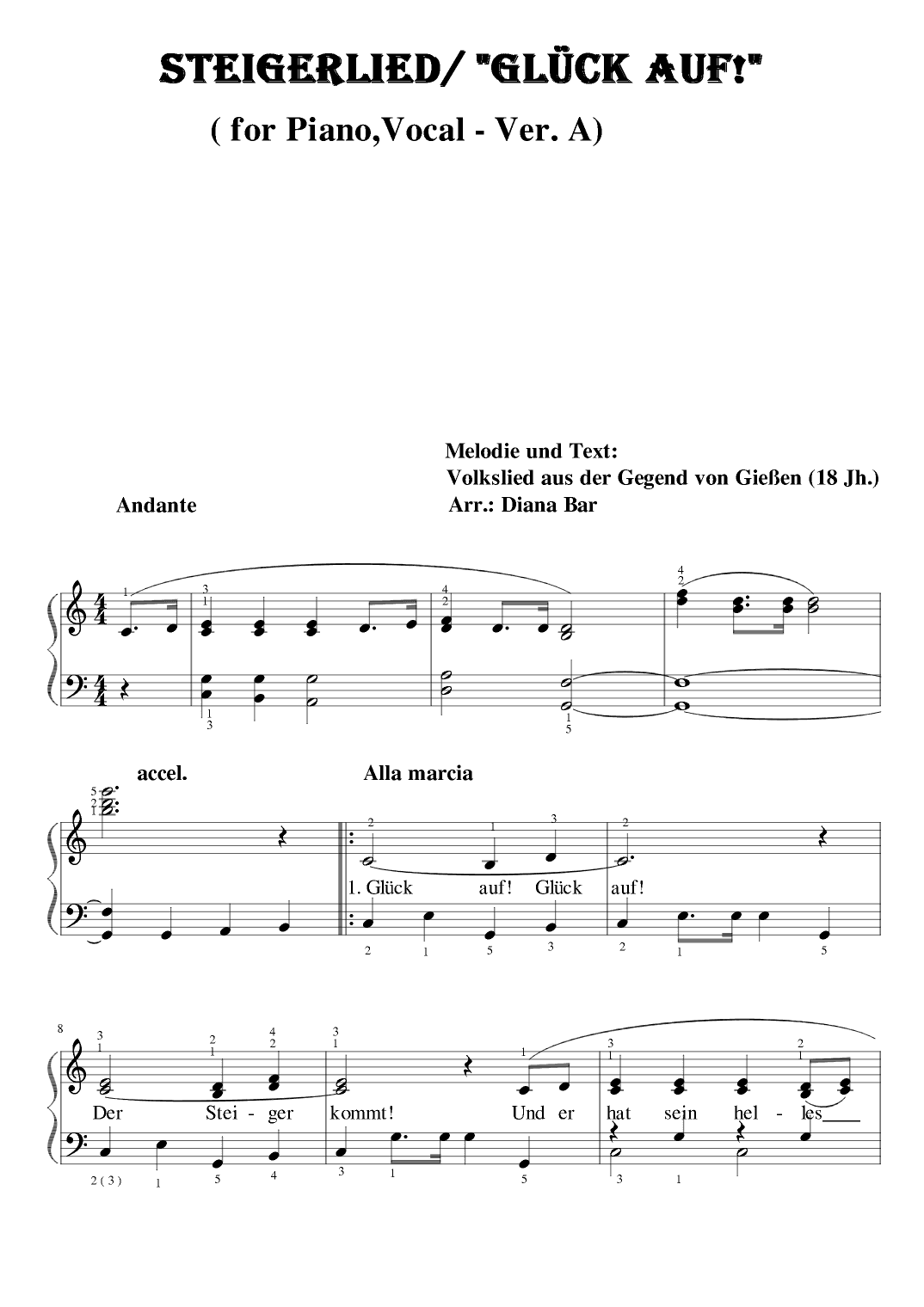 Steigerlied (arr. Diana Bar)