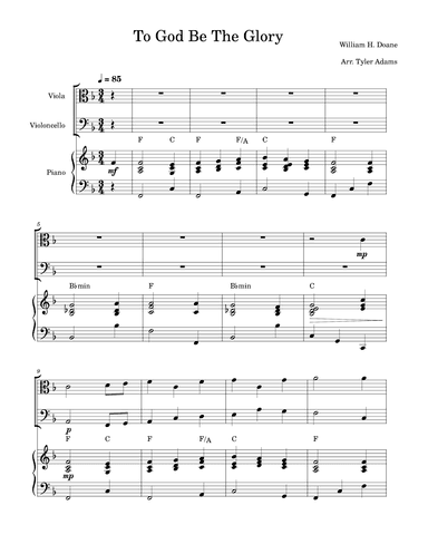 To God Be The Glory (Viola and Cello Duet with Piano) (arr. Tyler Adams)