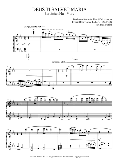 DEUS TI SALVET MARIA - Sardinian Hail Mary - for Harp (arr. Ivan Marini)