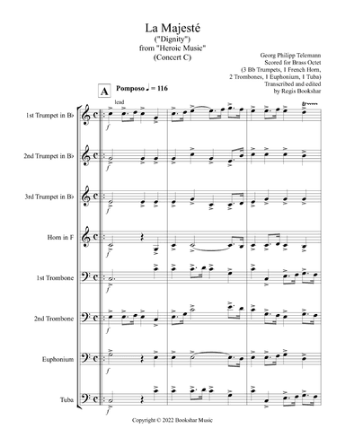 La Majeste (from "Heroic Music") (C) (Brass Octet - 3 Trp, 1 Hrn, 2 Trb, 1 Euph, 1 Tuba) (arr. Regis Bookshar)