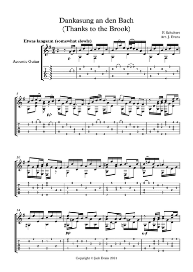 Schubert - Dankasung an den Bach (Thanks to the Brook) - solo guitar (arr. Jack Evans)