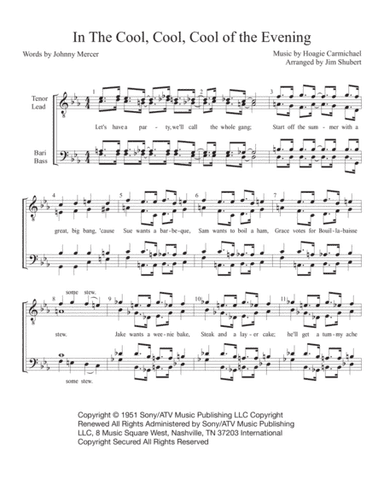 In The Cool, Cool, Cool Of The Evening (arr. Jim Shubert)
