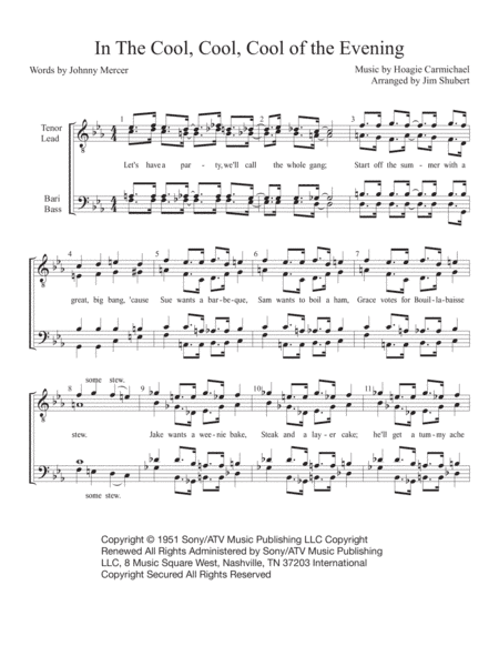 In The Cool, Cool, Cool Of The Evening (arr. Jim Shubert)