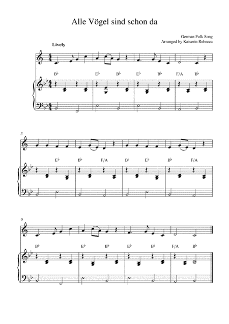 Alle Vögel sind schon da (All the Birds are there/ Spring Song) (arr. Kaiserin Rebecca)