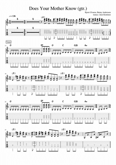 Does Your Mother Know (arr. Jussi Kontinen)