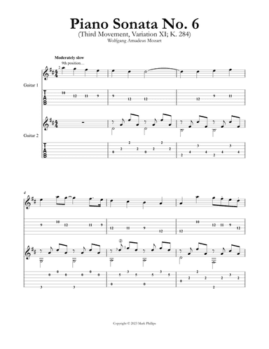 Piano Sonata No. 6 (Third Movement, Variation XI) (arr. Mark Phillips)