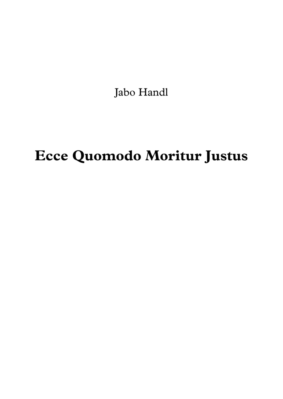 Ecce quomodo moritur justus - Jacob Handl (arr. Jope)