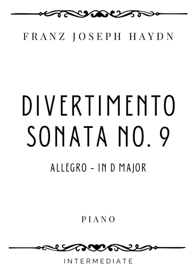 Haydn - Allegro from Divertimento (Sonata no. 9) in D Major - Intermediate (arr. Piacere Music Sheets)