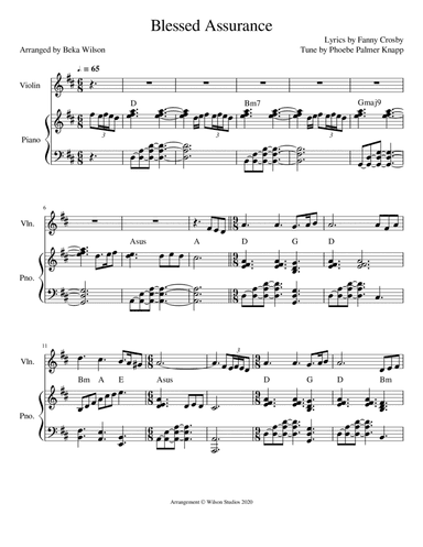 Blessed Assurance--violin solo (arr. Beka Wilson)