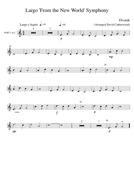 Largo 'From the New World' Symphony by Dvorak (Goin' Home) arranged for Flexible ensemble (arr. David Catherwood)