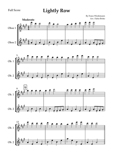 Lightly Row for Oboe Duo (arr. Fabio Britto)
