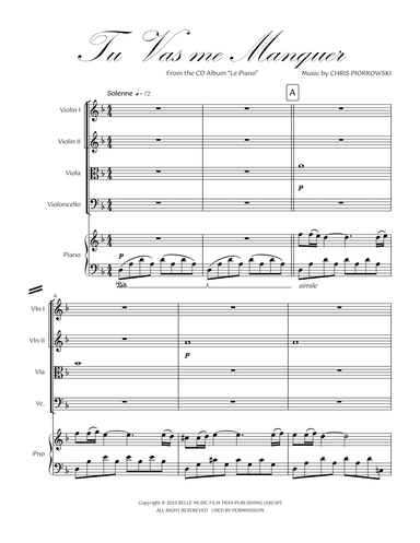 12. Tu Vas me Manquer Piano Quintet