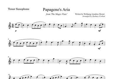Papageno's Aria from The Magic Flute (arr. Zachary Corbett)